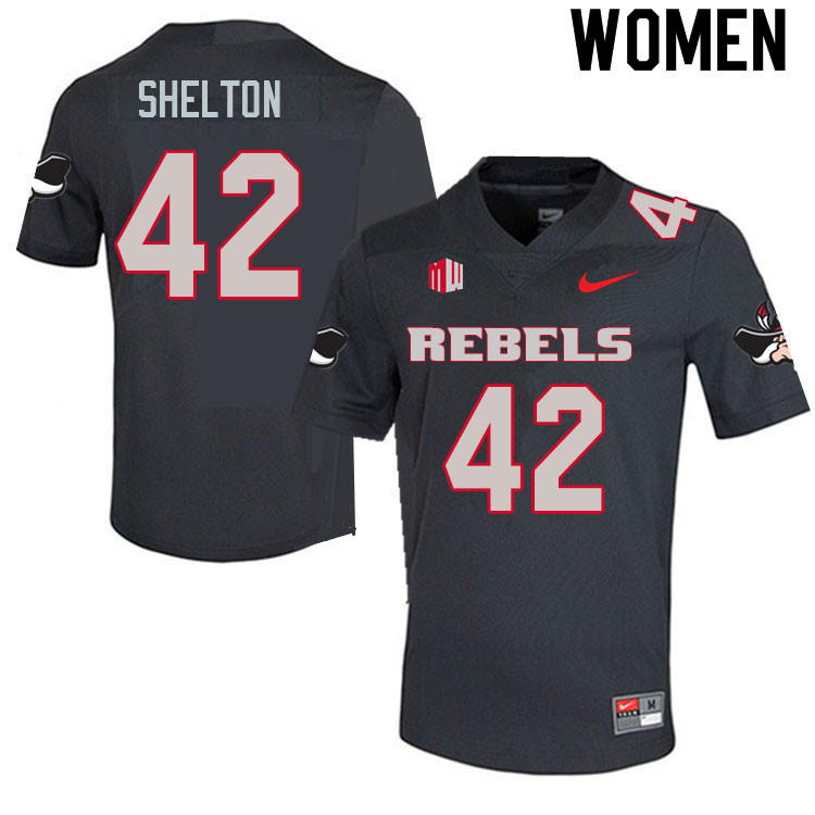Women #42 Elijah Shelton UNLV Rebels College Football Jerseys Sale-Charcoal - Click Image to Close